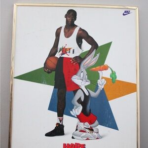 Nike White and Red Art Poster Featuring Bugs Bunny